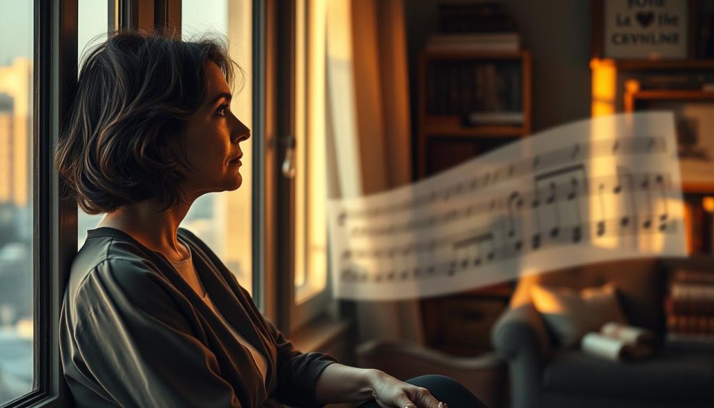 A serene and contemplative scene capturing a woman reflecting on her life and choices, inspired by the essence of "je sais hommage à Janet." In the foreground, a woman in her late 30s wearing modest, elegant attire sits by a window, gazing thoughtfully out at a softly lit urban landscape. Her expression is a mix of nostalgia and contemplation, with warm sunlight casting gentle shadows across her face. In the middle ground, a softly blurred image of musical notes and lyrics floats in the air, hinting at the emotional depth of a tribute song. The background features a cozy, intimate room filled with books and photographs, giving a sense of personal history and warmth. The overall mood is reflective, evoking themes of love, loss, and remembrance, with a focus on soft, warm color tones and natural lighting. A serene and contemplative scene capturing a woman reflecting on her life and choices, inspired by the essence of "je sais hommage à Janet." In the foreground, a woman in her late 30s wearing modest, elegant attire sits by a window, gazing thoughtfully out at a softly lit urban landscape. Her expression is a mix of nostalgia and contemplation, with warm sunlight casting gentle shadows across her face. In the middle ground, a softly blurred image of musical notes and lyrics floats in the air, hinting at the emotional depth of a tribute song. The background features a cozy, intimate room filled with books and photographs, giving a sense of personal history and warmth. The overall mood is reflective, evoking themes of love, loss, and remembrance, with a focus on soft, warm color tones and natural lighting.